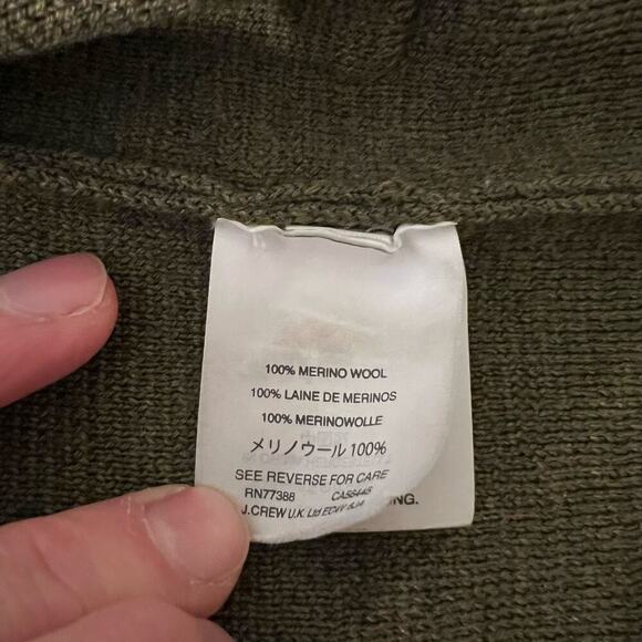 J. Crew Olive Green Merino Wool Open Style 3/4 Sleeve Cardigan Jacket Size XXS - Picture 8 of 13